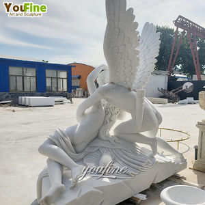 YOUFINEガーデン屋外ヴィラ装飾手彫りアンティーク天然石大理石エロスとサイケ像等身大彫刻 - Product Image 3