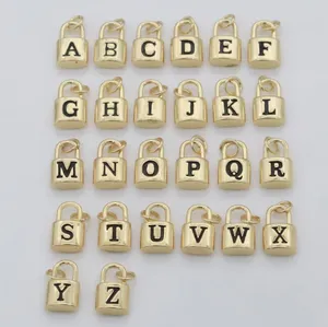 Factory Wholesale Popular Padlock Letter Charms 18k Gold Plated No Faded Personalized Initial Lock Pendant