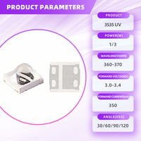 Puce LED UV SMD 3535 1W 3W 365nm 370nm 375nm 430nm 30 °   60 °   90 °   120 °   Haute puissance pour équipement de durcissement UV industriel