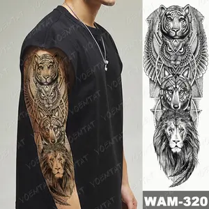 Tatouage temporaire Non toxique pour hommes, tatouage Tribal temporaire pour bras complet, tatouage autocollant pour hommes