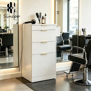 Modern Commercial Hair Salon MDF Mirror Mobile Work <b>Trolley</b> Styling Station Minimalist Design Durable Easy Moving <b>Tool</b> Cabinet - Product Image 1