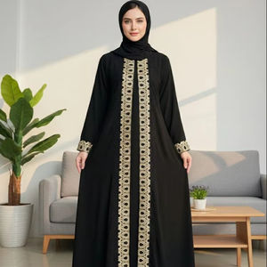Abaya de Manga Larga, Vestido Maxi Islámico para Mujer, Jilbab, Túnica de Dubái con Bordado de Corazón, Kaftán para Ramadán y Eid - Product Image 1
