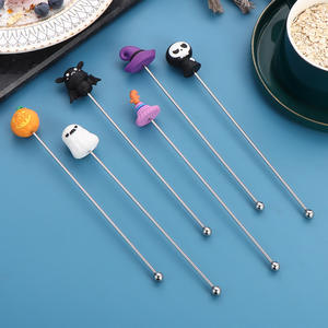 Sombrero de bruja con cara de calavera de acero inoxidable, decoración divertida de Halloween para Bar y hogar, accesorios de mezcla de café de Metal - Product Image 2