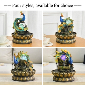 <span class=keywords><strong>Fontaine</strong></span> d'eau de table Paon avec globe <span class=keywords><strong>en</strong></span> <span class=keywords><strong>verre</strong></span> LED à changement de couleur, <span class=keywords><strong>fontaine</strong></span> décorative relaxante <span class=keywords><strong>en</strong></span> résine <span class=keywords><strong>pour</strong></span> la maison et le bureau - Product Image 3