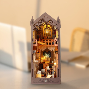 Kit de bibliothèque DIY Magic Book Nook, <span class=keywords><strong>puzzle</strong></span> en bois <span class=keywords><strong>3D</strong></span>, maison de poupée <span class=keywords><strong>Harry</strong></span>, miniatures, modèle de construction, serre-livres avec meubles et lumière LED - Product Image 3