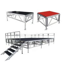 Plateforme de scène en aluminium modulaire à hauteur réglable avec rampe et escalier, pour concerts en plein air, événements, mariages, scène mobile