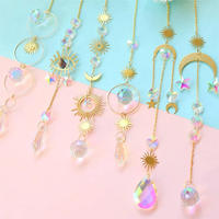 Capteur de soleil cristal carillons éoliens lune pendentif fait à la main soleil lumière arc-en-ciel attrape à la main jardin fenêtre rideau lustre décor