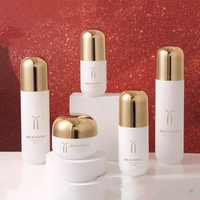 Ensemble cosmétique de luxe en verre mat blanc transparent givré, pot de crème pour le visage de 50 g, flacon de lotion de 30 ml à 100 ml, flacon de crème BB, masque facial