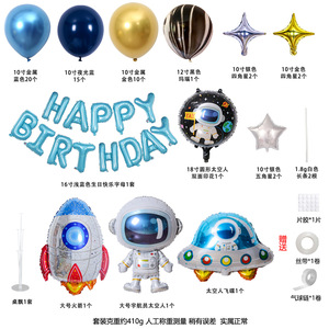 ป้ายสุขสันต์วันเกิด ชุดอุปกรณ์ปาร์ตี้ธีมอวกาศ จรวดเป่าลม นักบินอวกาศ โลก ยานอวกาศ ดาวเคราะห์ ลูกโป่ง ฉากถ่ายรูป - Product Image 4