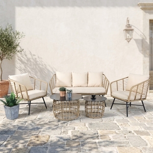 Conjunto de Muebles de Jardín de Mimbre Tejido Abierto para Exteriores, Venta al por Mayor - Product Image 1