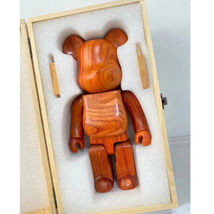 Decoración de sala de estar artesanía de madera <span class=keywords><strong>bearbrick</strong></span> figura de acción juguetes para niños 400% 28cm bloque oso muñeca móvil - Product Image 4