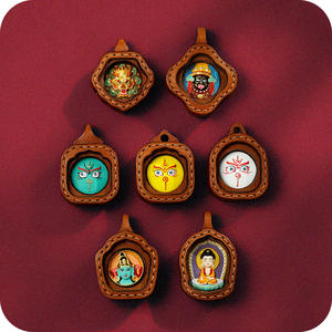 Kalung liontin kulit kuning buatan tangan tidak beraturan kalung liontin mode Thangka kuning kecil tiga dimensi buatan tangan - Product Image 1