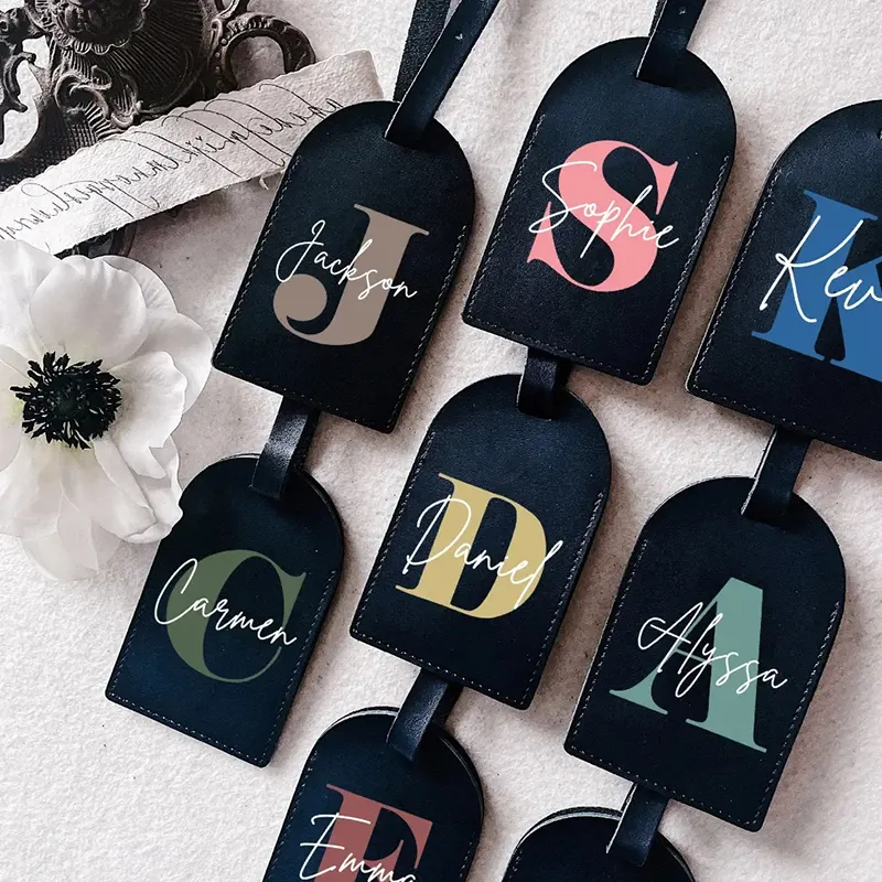 Personalised Sublimation PU Leather Custom Logo Luggage Tag Labels Travel ID Tag For Suitcase Baggage Handbag
