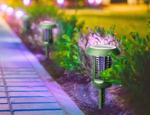 Lámpara <span class=keywords><strong>solar</strong></span> para matar mosquitos recargable a prueba de agua de alta calidad, Zapper para control de plagas al aire libre, colgante e insertable en el suelo - Product Image 3