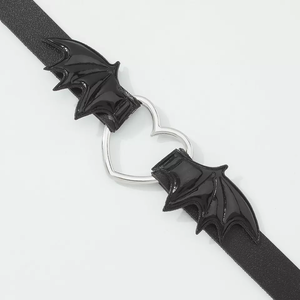 Gothic <strong>Charms</strong> Vampire Black PU Halloween Necklace Hollow Heart Collars Jewelry Accessories Punk Devil <strong>Bat</strong> Wing Choker Necklace - Product Image 3