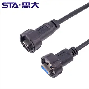 50cm 1m Waterproof Threaded Connect Male TYPE C USB3.0 Male Rate Extension Cable