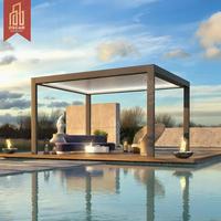 Couverture de filtre pour spa de natation en aluminium, pergola solaire, auvent de jardin, patio, spa de natation avec lumières RVB, loisirs de plein air, pergola rétractable