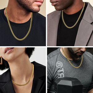 ZYO <strong>Real</strong> 14K Gold Plated <strong>Chain</strong> Jewelry Stainless Steel 3/5/6/8mm Solid <strong>Diamond</strong>-Cut Miami Cuban Link Curb Necklace for Men Women - Product Image 2