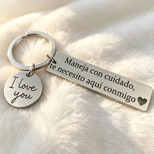 Romantic Birthday Wish Engraved Keychain, Rose Gold Plated Bar Tag <b>Keyring</b> for Lovers Anniversary Keepsake - Product Image 3