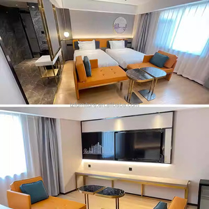 Economical Hotel Bedroom Furniture Sets Modern Wood Frame Twin Bed With Nightstand Headbaord TV Cabinet <b>Sofa</b> & <b>Side</b> Coffee <b>Table</b> - Product Image 4