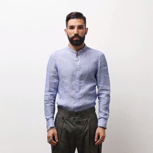 <span class=keywords><strong>Camicia</strong></span> da uomo con bracciale diverso personalizzato OEM MTM <span class=keywords><strong>su</strong></span> <span class=keywords><strong>misura</strong></span> camicie casual con colletto a fascia da uomo - Product Image 1