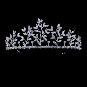 RE3646 de hoja de plata elegante tiara nupcial boda diadema mujer regalo de la joyería