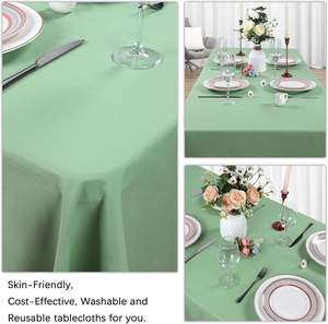 Cheap Wholesale Sage Green <b>Round</b> Rectangle Square 100% Polyester Table Cloth <b>Tablecloth</b> for Wedding Party Outdoor - Product Image 5
