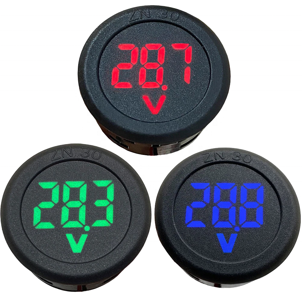 DC 4-100V LED Digital Display Round Two-wire Voltmeter DC Reverse Connection Protection Led Display Digital Voltmeter
