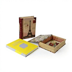 Boîte cadeau personnalisée <span class=keywords><strong>Dr</strong></span>. Box, motif Paris vintage, en forme de livre, boîte de rangement creuse en forme de livre, en carton gris et papier artistique, pour bijoux et décoration intérieure - Product Image 5