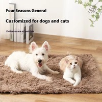 Coussin pour chat et chien, type grotte, rectangulaire, en peluche douce, lavable, en velours, fausse fourrure, portable, avec housse amovible, pour l'hiver, emballage polybag, imprimé