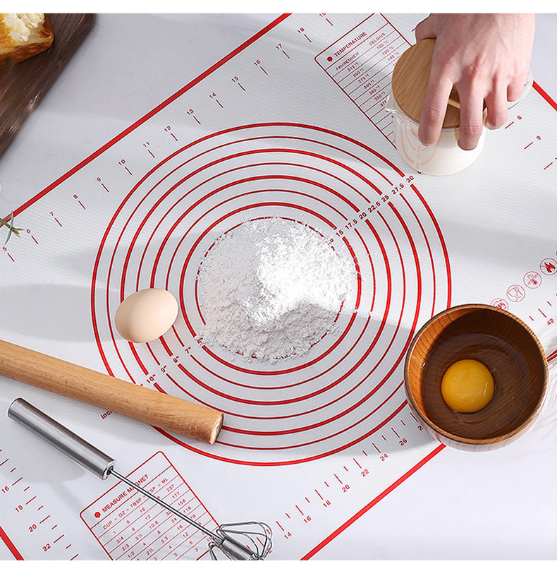 Антипригарный коврик для раскатки теста из пищевого силикона с измерением, изготовленный на заказ силиконовый коврик для выпечки теста для замешивания теста