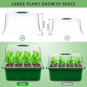 Couvercle de plateau de culture pour plantes de pépinière Kit de plateau de démarrage pour semis de germination à 12 cellules avec 5 lampes de culture en dôme Fonction minuterie - Product Image 2