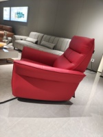 Fauteuil inclinable manuel moderne en cuir avec cadre en bois, pivotant, pour la maison, la villa, l'hôtel, vente en gros