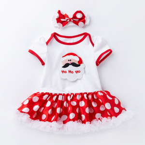 Robe de Noël à manches courtes pour bébé, ma première <span class=keywords><strong>tenue</strong></span> de Noël, barboteuse, ensemble de vêtements pour bébé fille - Product Image 3