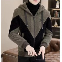 Nouveau modèle 2025, best-seller : Cardigan en maille pour homme avec logo personnalisé OEM, poche, cordon de serrage, blocs de couleur et fermeture éclair