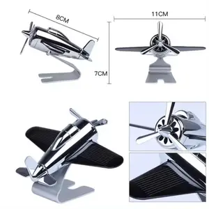 Alloy And ABS Material Car Air Freshener Solar Panel Airplane Model with Solid Car Fragrant