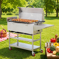 Grill brésilien électrique rotatif en acier inoxydable pour l'extérieur, rôtissoire commerciale, barbecue Churrasco, grand grill Gaucho à vendre