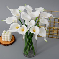 Fleurs artificielles Calla Lily en soie, toucher réaliste, colorées, pour décoration de centre de table de mariage