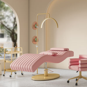 Moderna y Lujosa Camilla de Masaje Negra y Dorada para Salón de Belleza, Cama Cosmética Reclinable para Spa Facial y Extensión de Pestañas en Venta - Product Image 1