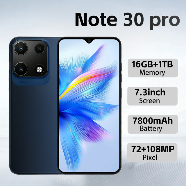 Note30 Pro Cosmos 5G Powerhouse 7.3 Inch 8000mAh 16GB 1TB LTE/CDMA 4G 5G 108MP Global Dual SIM No Contract