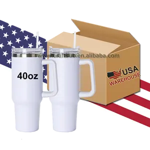 DIY 40oz 40 oz Double Walled Insulated Stainless Steel 40 Ounce White Blank Sublimation Cup Mug Tumbler with Removable Handle