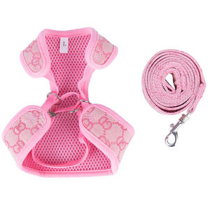 Juego de Arnés y Correa de Lujo para Perro y Gato en Tejido Jacquard Rosa de Diseñador, Popular y Personalizado - Product Image 2