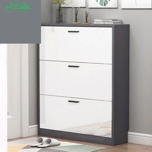 Wayon Robusta Scarpiera a 3 Ripiani in <span class=keywords><strong>Legno</strong></span> con Cassetti Bianchi e Maniglie in Metallo per Organizzazione e Stoccaggio in Ingresso e Corridoio - Product Image 1