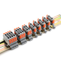 Bloc de bornes DIN Kuishen KC-PT4 2,5 mm² en matériau PA66, 24A 250V, gris, connecteurs rapides à ressort pour câbles