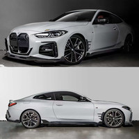 Kit carrosserie en fibre de carbone sèche pour BMW Série 4 G22 G23 G26, style SQ amélioré, comprenant lèvre avant, diffuseur, spoiler, jupes latérales et capot