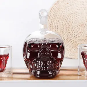 Decantador de vino en forma de Calavera, jarra de whisky de cristal transparente con tapón, capacidad de 25 onzas