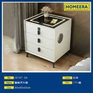 Homeera Smart <b>Bedside</b> Table 50x40x60cm <b>White</b> 3 Drawers Modern Minimalist Nightstand Bedroom Furniture - Product Image 3
