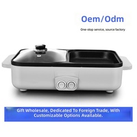 Multifunktionaler Hot-Pot-Grill-Kombi-Kocher Elektrische Grillplatte Doppelfunktions-Antihaftpfanne Haushaltsgrill 1L 1400W Energiesparend