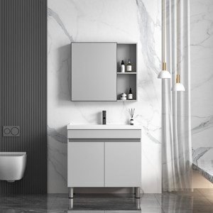 Mueble de tocador de baño de pie de aluminio moderno con juego de inodoro y lavabo-para hoteles - Product Image 1