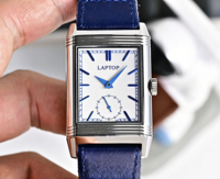 Montre mécanique automatique de luxe haut de gamme pour homme, cadran bleu, cristal saphir, bracelet en cuir, réserve de marche, style Hip Hop